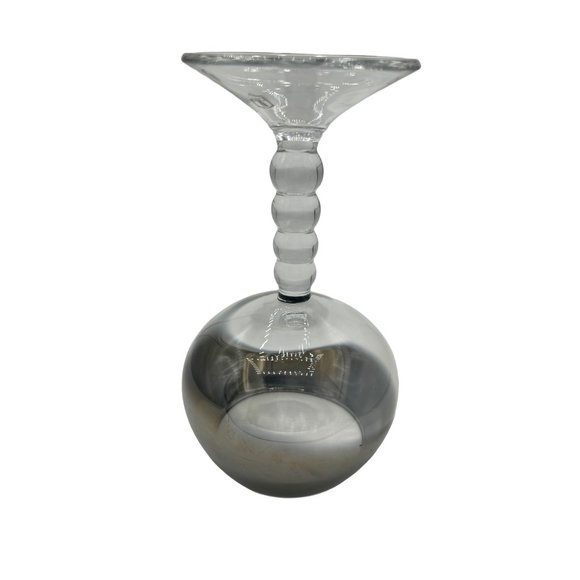 Vintage MCM Silver Fade 4 Ball Stem Rocks Glass Mid Century Modern 7 1/2" - Picture 8 of 10